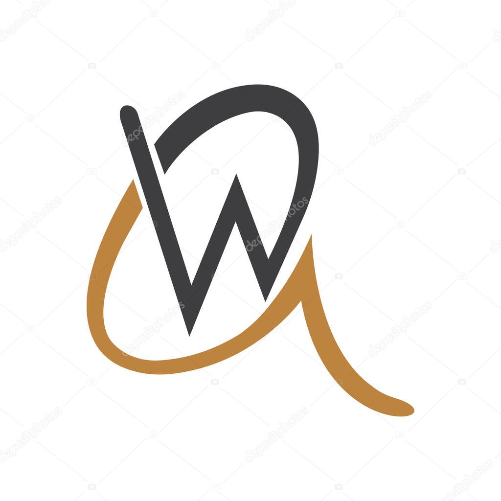 AW, WA, W AND A Abstract initial monogram letter alphabet logo design