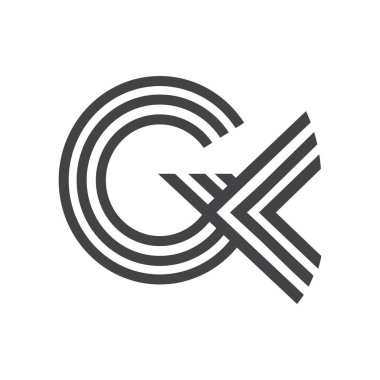 KG, GK, G ve K Soyut ilk monogram harf logosu tasarımı