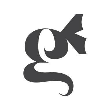 KG, GK, G ve K Soyut ilk monogram harf logosu tasarımı