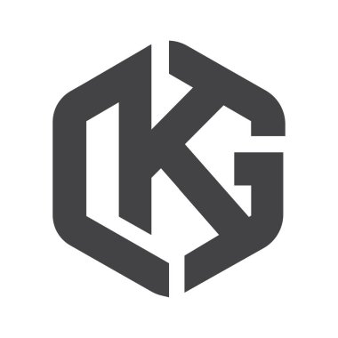 KG, GK, G ve K Soyut ilk monogram harf logosu tasarımı