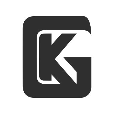 KG, GK, G ve K Soyut ilk monogram harf logosu tasarımı