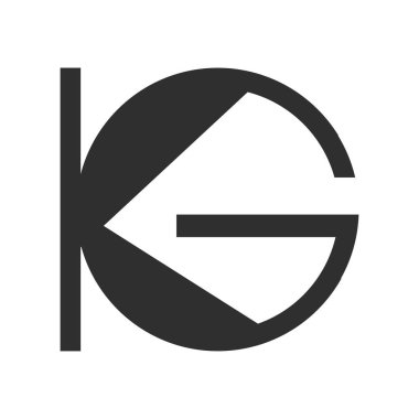 KG, GK, G ve K Soyut ilk monogram harf logosu tasarımı