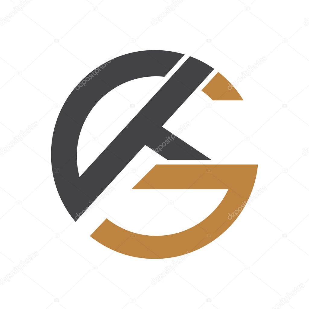 KG, GK, G AND K Abstract initial monogram letter alphabet logo design