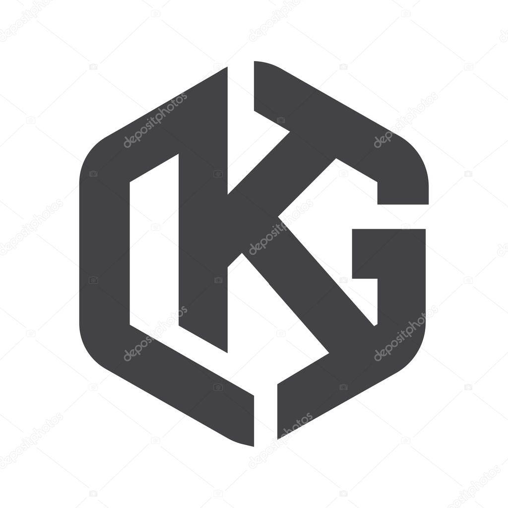 KG, GK, G AND K Abstract initial monogram letter alphabet logo design