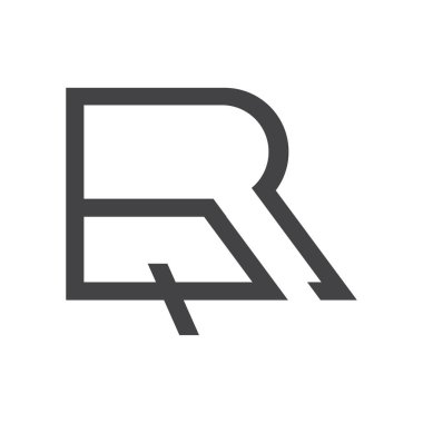 QR, RQ, Q ve R Soyut ilk harfli alfabe logosu tasarımı