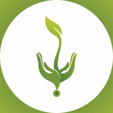 Bitki çizgisi simgesinin bakımı. El ele tutuşmak, fidan, yaprak. Bahçe işleri konsepti. Vektör illüstrasyonu büyüme, ekme, ekoloji gibi konularda kullanılabilir