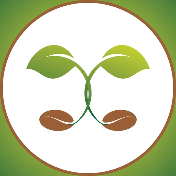 在地下播种种子 符号长出树苗 带有根系矢量图解的绿色植物萌芽 — 图库矢量图片