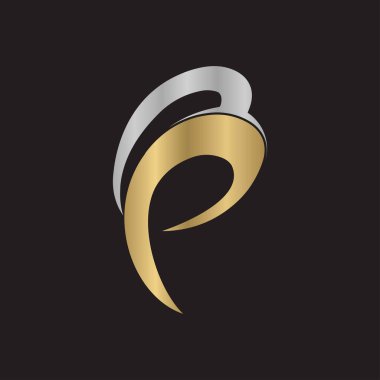 PB, BP, P ve B soyut ilk harfli alfabe logosu tasarımı