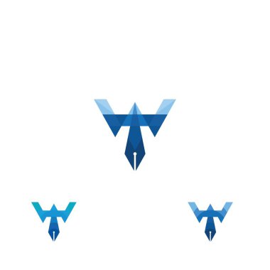 Kalem simgesi ile WT veya TW logosu ve simge tasarımı