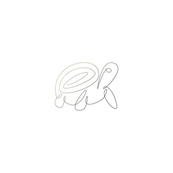 Linha Simples Art Turtle Logo Template — Vetor de Stock