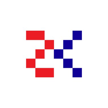 Tarz ZK veya KZ Piksel Monogram Logo Tasarımı