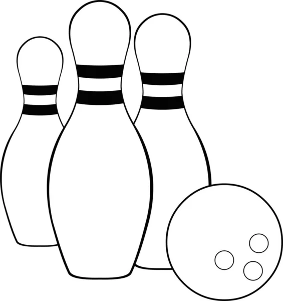 Vektor Illustration Bowling Stift Och Boll Svart Och Vitt — Stock vektor