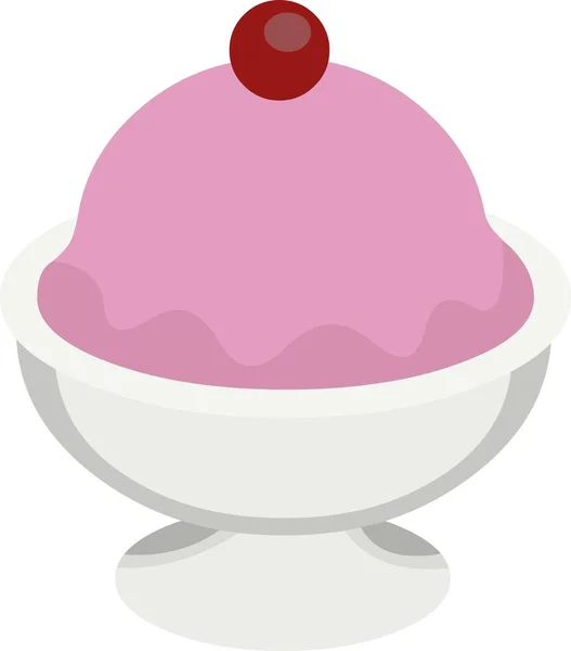 一杯草莓冰淇淋的病媒图解 — 图库矢量图片