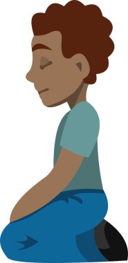 Meditasyon yapan ya da dua eden bir çocuğun vektör çizimi