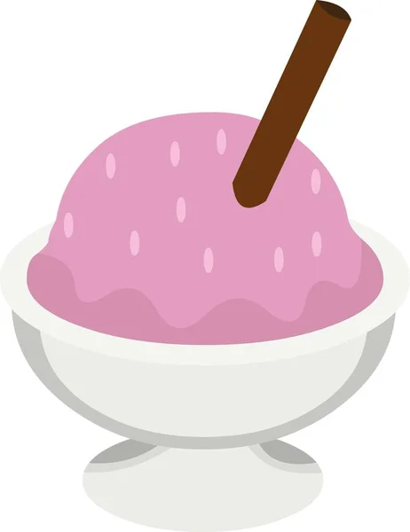 Vector Illustration Bowl Strawberry Ice Cream Scoop — Stock Vector