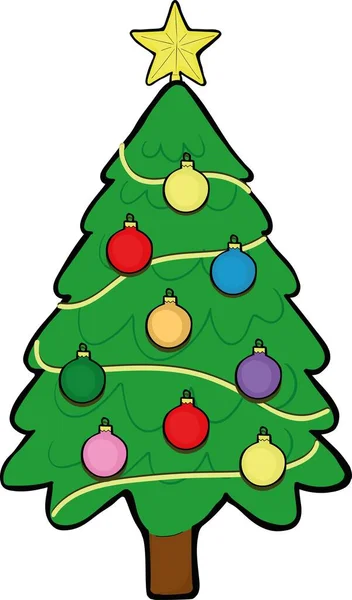 Vector Emoticon Illustration Christmas Tree — Stock Vector