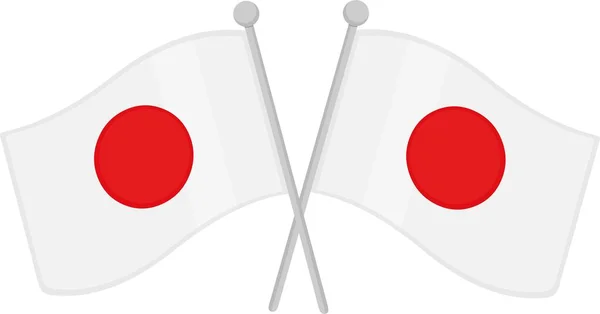 Ilustración Vectorial Las Banderas Cruzadas Japón Emoticono — Vector de stock