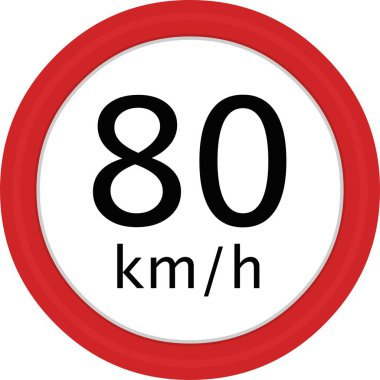 Maksimum hız sembolü simgesinin saatte 80 km vektör çizimi
