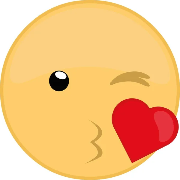 Ilustração Vetorial Emoticon Dando Beijo Forma Coração — Vetor de Stock