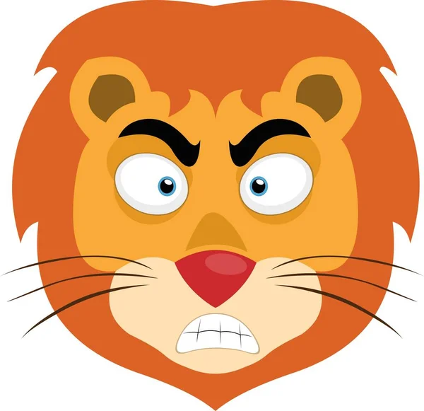 Vector Illustratie Van Een Boze Leeuwengezicht Emoticon — Stockvector