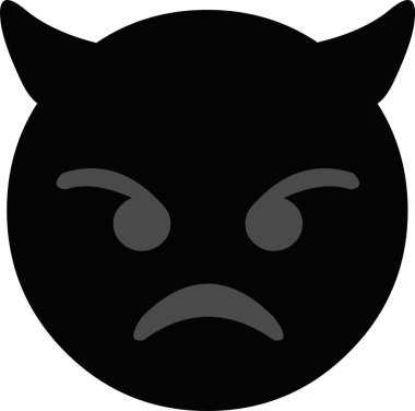 Bir iblisin siluetinin, duygu simgesinin vektör çizimi