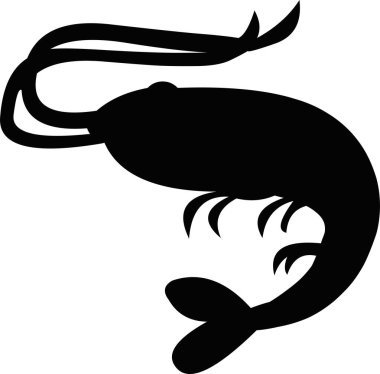 Bir karidesin siluetinin vektör çizimi