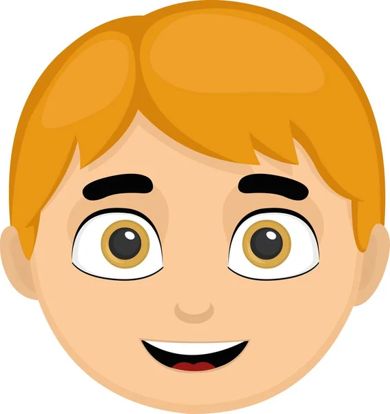 Vector Illustration Boy Face Emoticon — Stock Vector