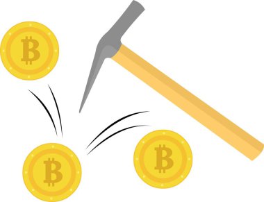 Vektör illüstrasyon kavramı bitcoin ve madencilik