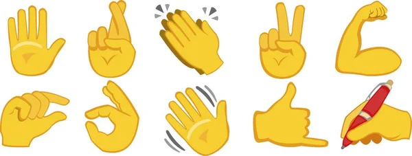 Farklı jestlere sahip ellerin duygu simgelerinin vektör illüstrasyonu