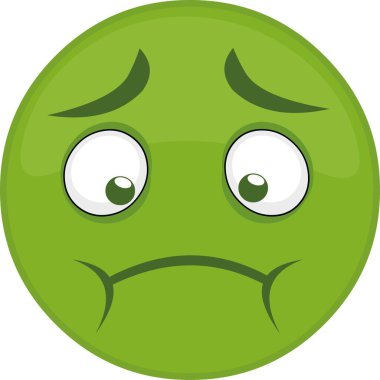 Yeşil yüzlü, başı dönen ve çürümüş ifadesi olan bir ifadenin vektör illüstrasyonuName