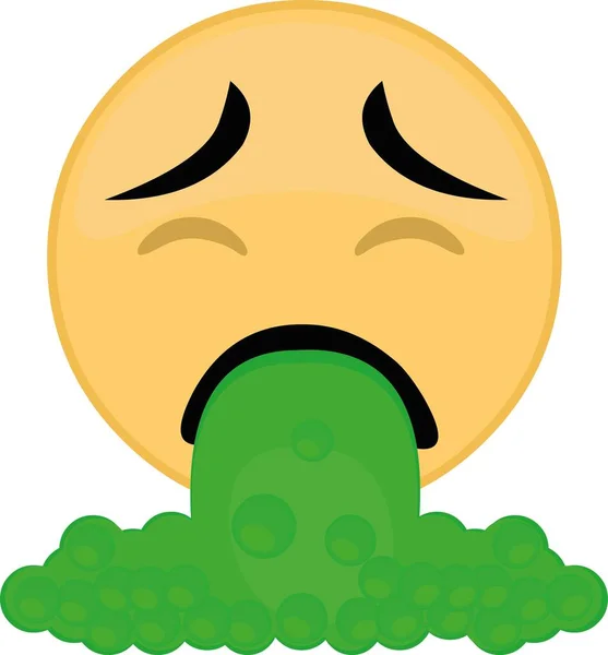 Illustrazione Vettoriale Emoticon Che Espelle Vomito — Vettoriale Stock