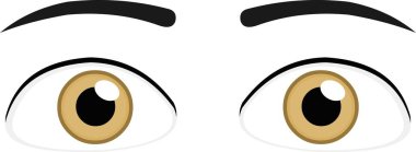 Kahverengi gözlü bir kadının vektör yüz ifadesi.