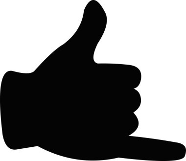 Shaka hareketi yapan bir elin silüetinin vektör çizimi