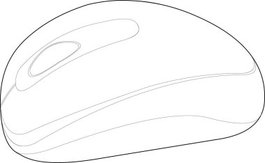 Ana hatları ve siyah beyaz rengi çizilmiş bir bilgisayar faresinin vektör illüstrasyonu