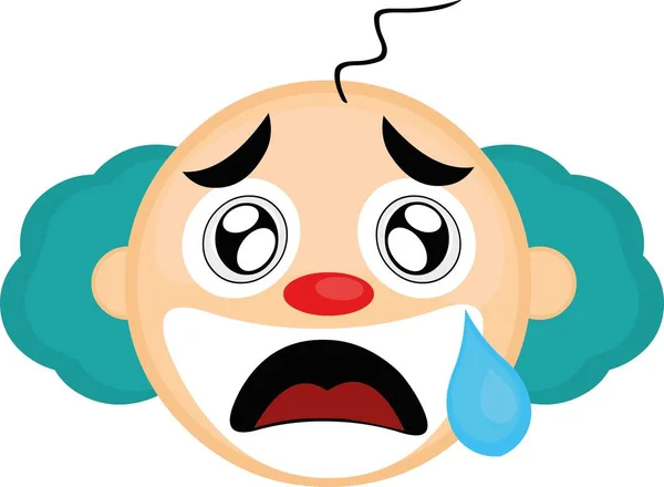 Vector Emoticon Illustration Head Cartoon Clown Sad Expression His Face — Stock Vector