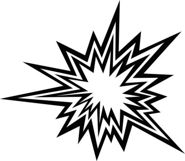 Patlayıcı çarpışmanın siyah ve beyaz çizgilerinin vektör simgesi