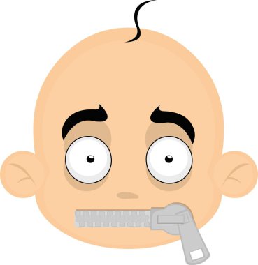 Kapalı ağızlı, fermuarlı bir bebeğin kafasının vektör simgesi.