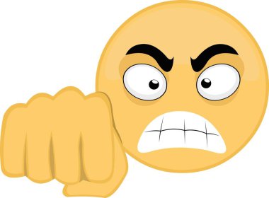 Kızgın bir ifadeyle ve yumruk atarak ifadenin vektör illüstrasyonuName