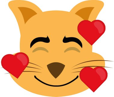 Bir karikatür bebeğinin kafasının vektör simgesi. Aşkın ifadesi ve kalplerle çevrili.