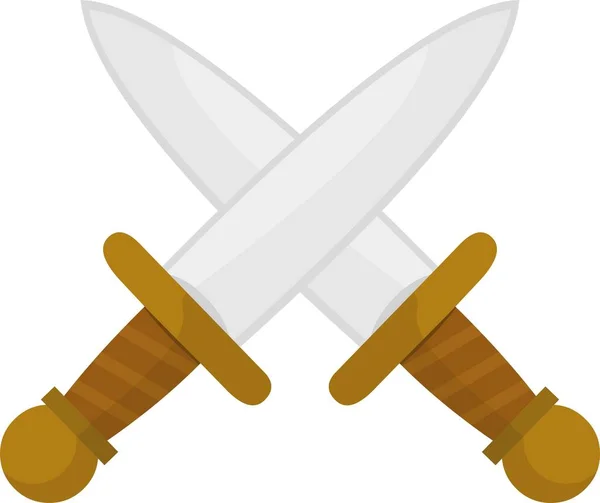 Vector Emoticon Illustration Crossed Swords — Stock Vector