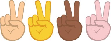 Vector illustration of emoticons of hands making the gesture of love and peace clipart