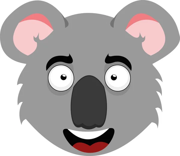 Emoticono Vectorial Ilustración Cara Koala Con Una Expresión Feliz — Vector de stock