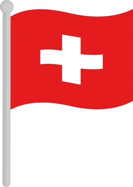 Vektorillustration Schweiz Flagga Stolpe — Stock vektor