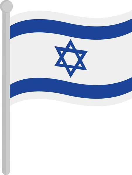 Vector Illustration Flag Israel Pole — Stock Vector