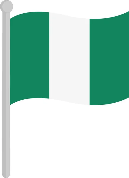 Vektorillustration Der Flagge Nigerias Auf Einem Fahnenmast — Stockvektor