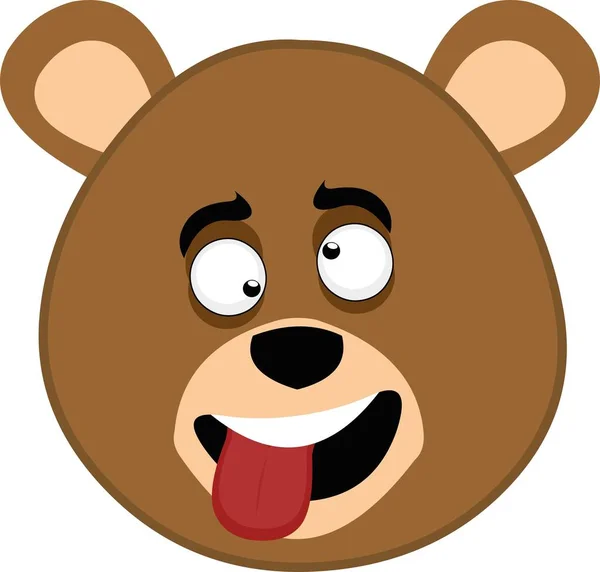 Emoticon Vetorial Ilustração Rosto Urso Desenho Animado Com Uma Expressão — Vetor de Stock