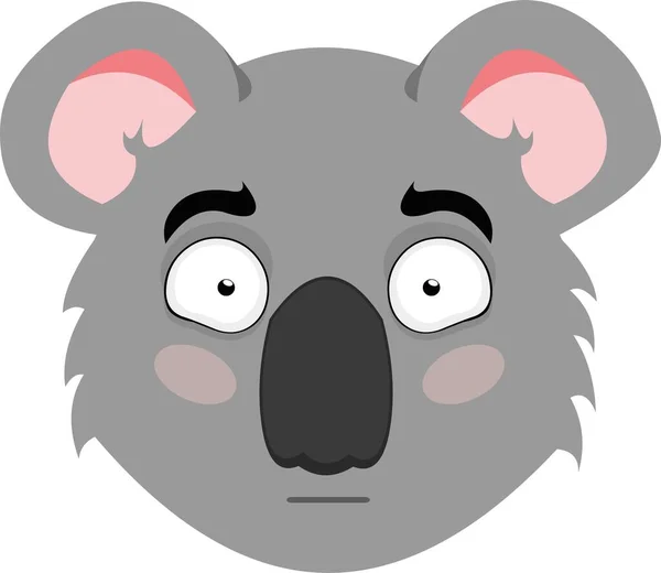 Emoticono Vectorial Ilustración Cara Oso Koala Dibujos Animados Con Rubor — Vector de stock