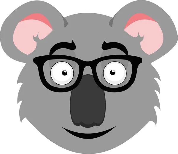 Vektor Emotikon Illusztráció Arc Egy Rajzfilm Koala Szemüveggel — Stock Vector