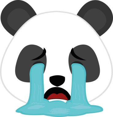 Çizgi film karakteri bir pandanın ağlayan yüzünü gösteren vektör ifadesi.