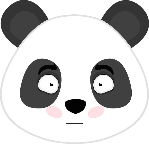 Emoticono Vectorial Ilustración Cara Oso Panda Dibujos Animados Con Rubor — Archivo Imágenes Vectoriales